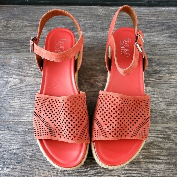NEW Franco Sarto Tennia Red Espadrille Sandals - Picture 3 of 6
